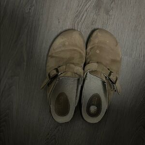 Kids Tan Suede Buckle Shoes